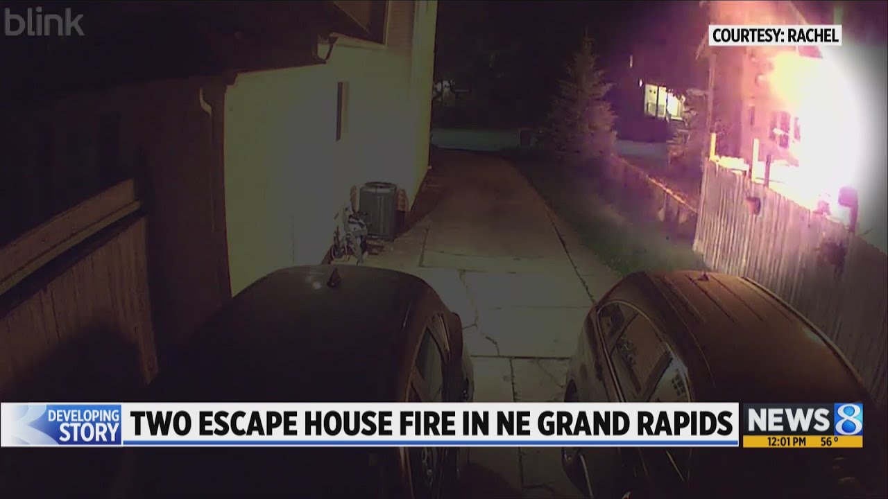 Video shows 2 escape house fire in northeast Grand Rapids