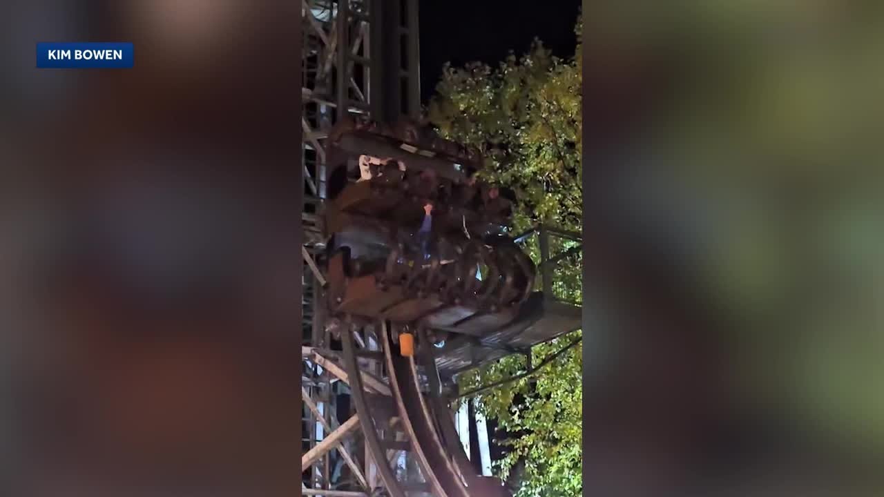 Raw video: Riders removed after roller coaster stops at Canobie Lake Park