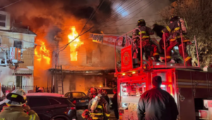 VIDEO: Raging 4-alarm New York City house fire kills woman, injures 8, including 2 firefighters