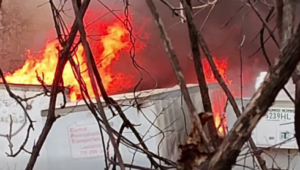 VIDEOS: Large fire involving 300-gallon oil containers breaks out at Pennsylvania salvage yard
