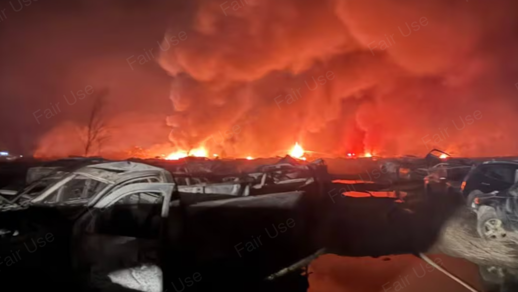 Roadway reopens after fire at Georgia salvage yard burns 500+ vehicles